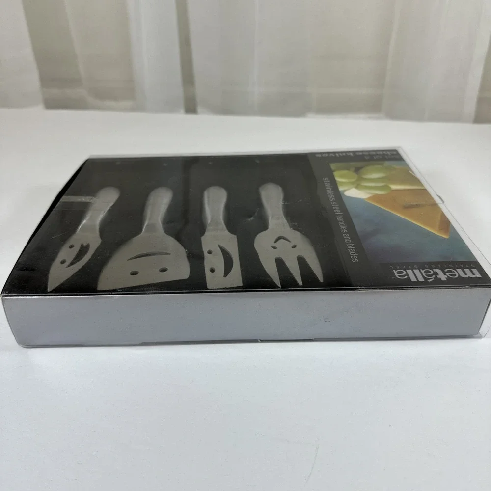 Metalla Stainless Steel Smiley Face Cheese Knives 2013 Box Opened Not Used